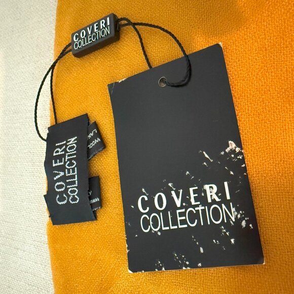 AS-IS wool cashmere COVERI Collection NWT NEW scarf YELLOW fringe styled ITALY - Picture 5 of 9